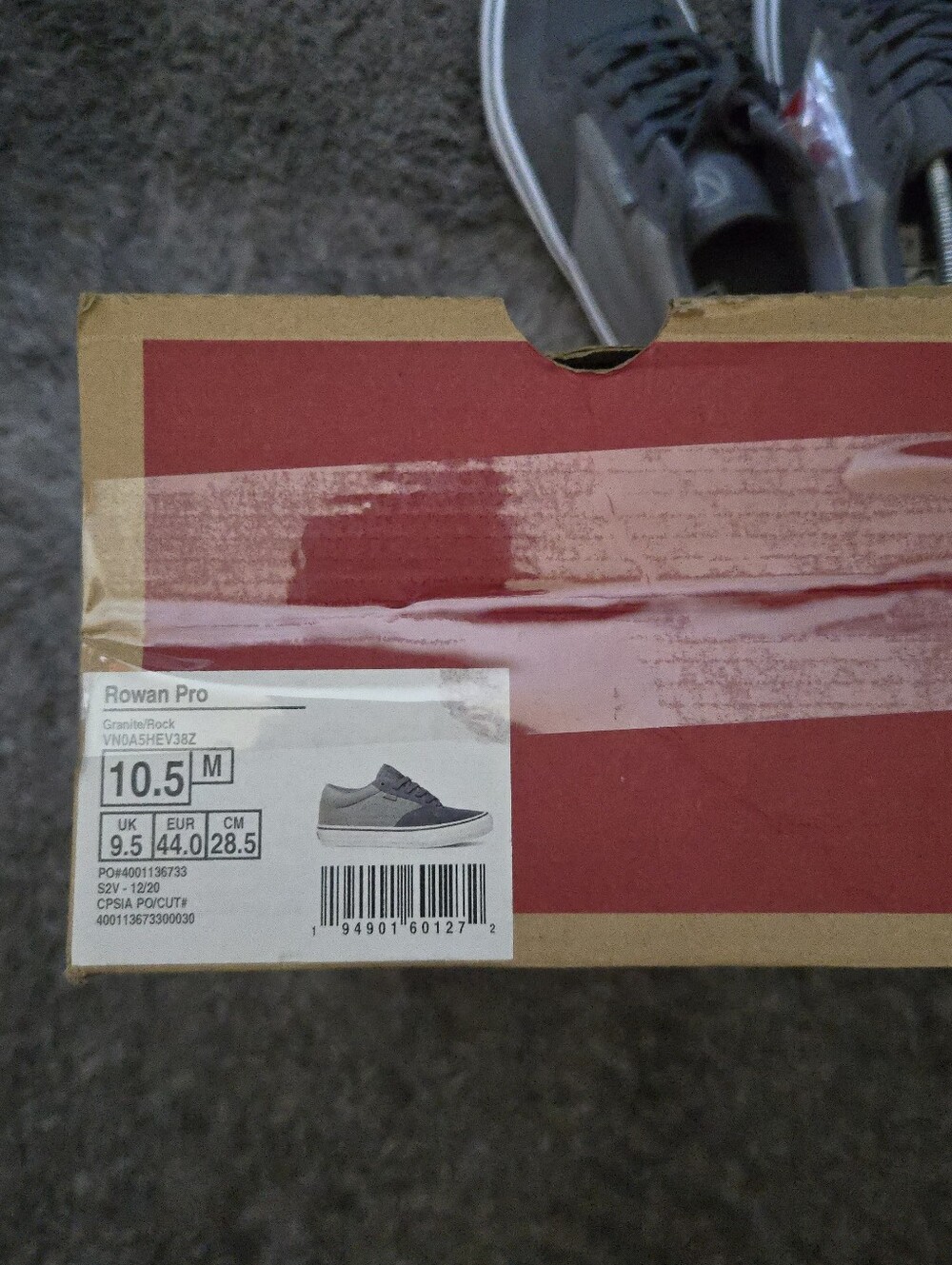 Vans Rowan Pro Men 10.5 Granite Rock Grey Sickstick Popcush 072026 - Picture 9 of 9